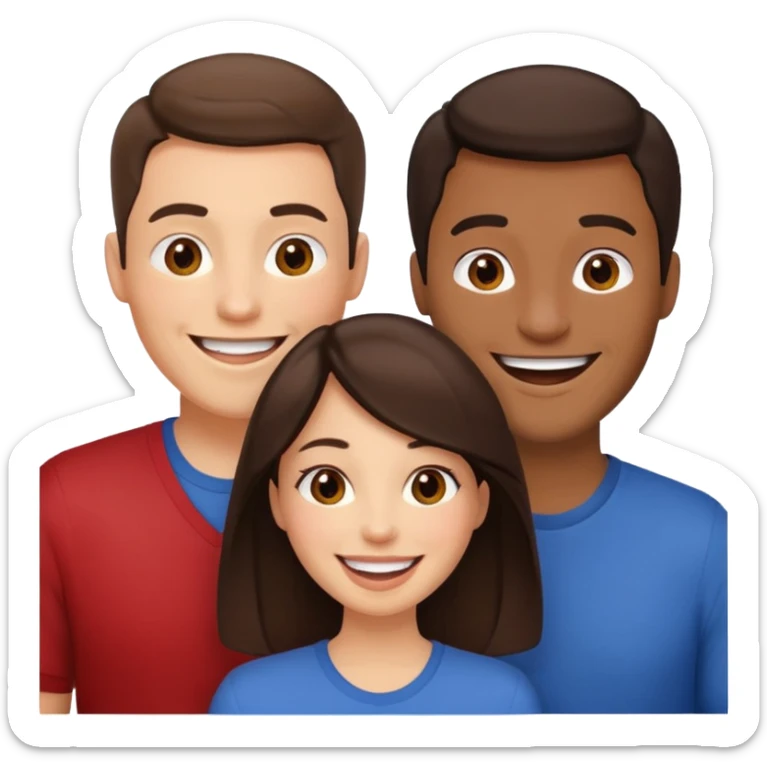 Un trouple deux hommes une femme brune qui sont tous ensemble  sticker