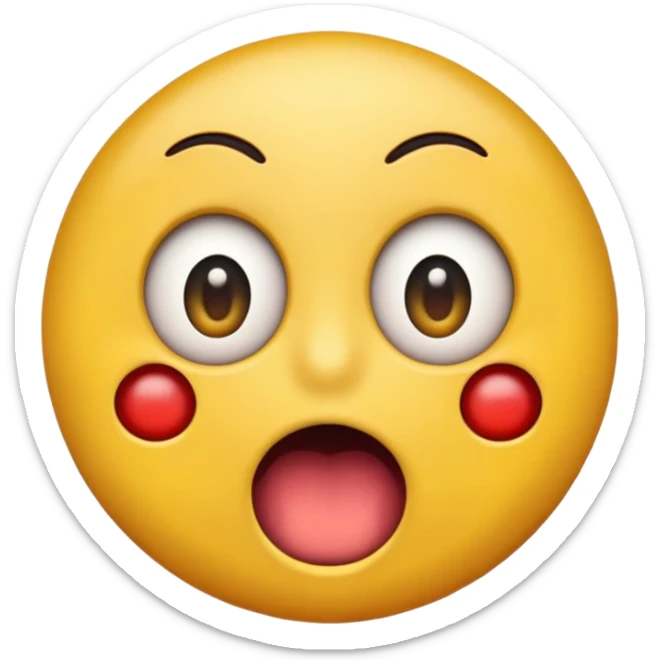 cartoon sticker of a colorful and cheerful shocked and surprised emoji with open mouth, no text, suitable for WhatsApp and Instagram sticker