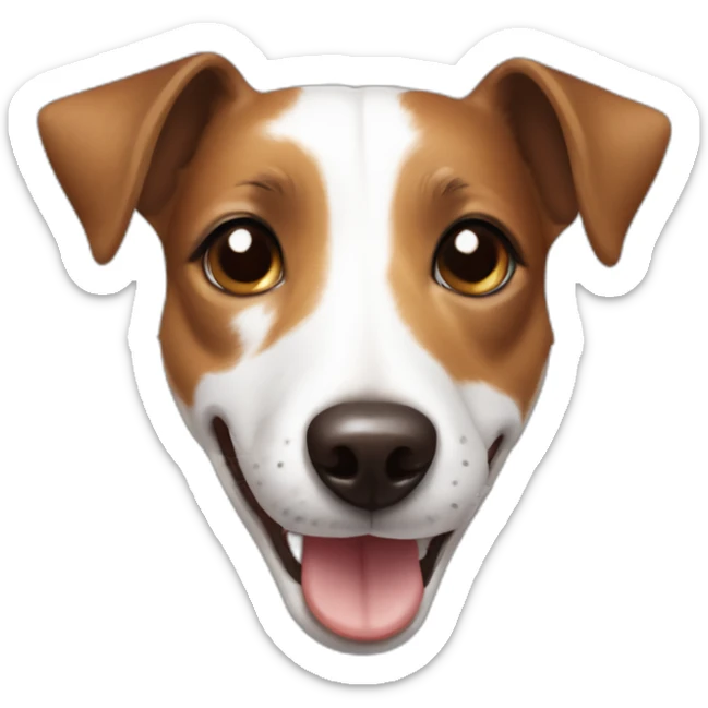 White and brown Jack Russell Dog smiling with a stain in the middle of her head  sticker