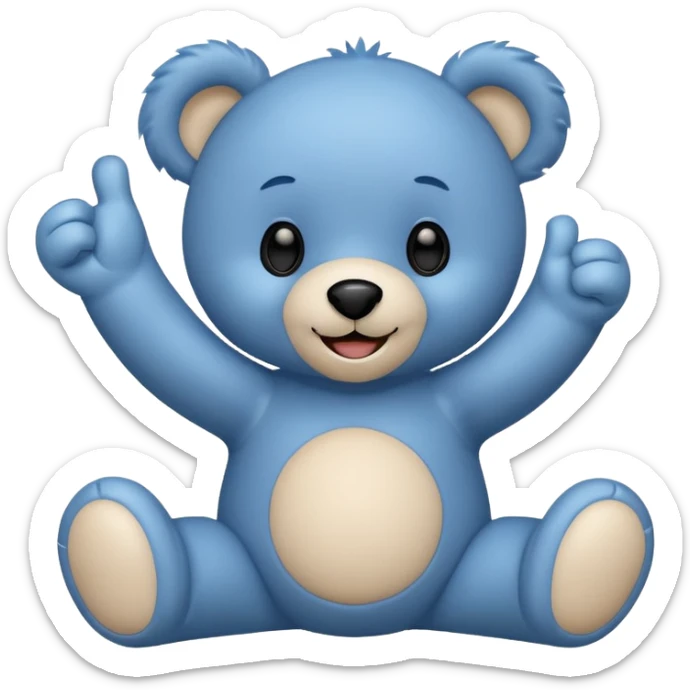 Un petit nounours peluche bleu qui souris et qui tend un bras avec un pouce en l'air  sticker