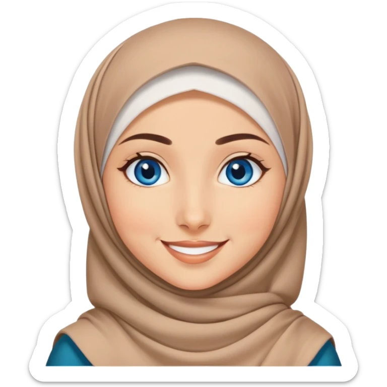 Turkish beautiful finish Konya girl blue eyes with hijab dress and ramadan background  sticker