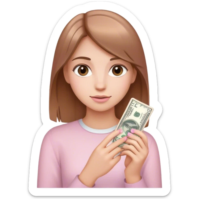 Girl with fair skin wearing light pink has straight hair holding 25 in hand sticker