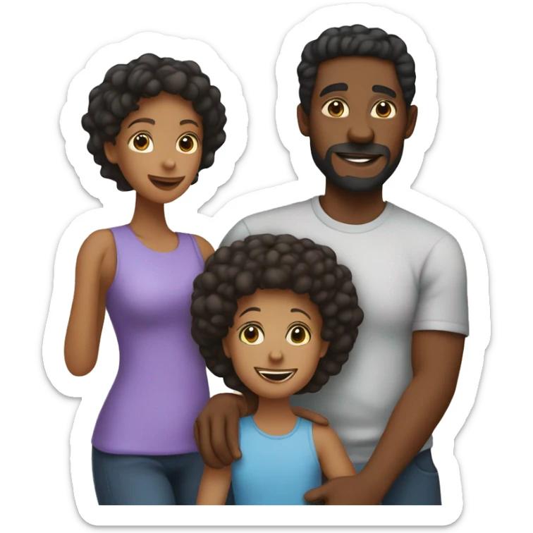 a loving black family black dad, mixed race mom, 1 son, 1 daughter, and 1 young son sticker