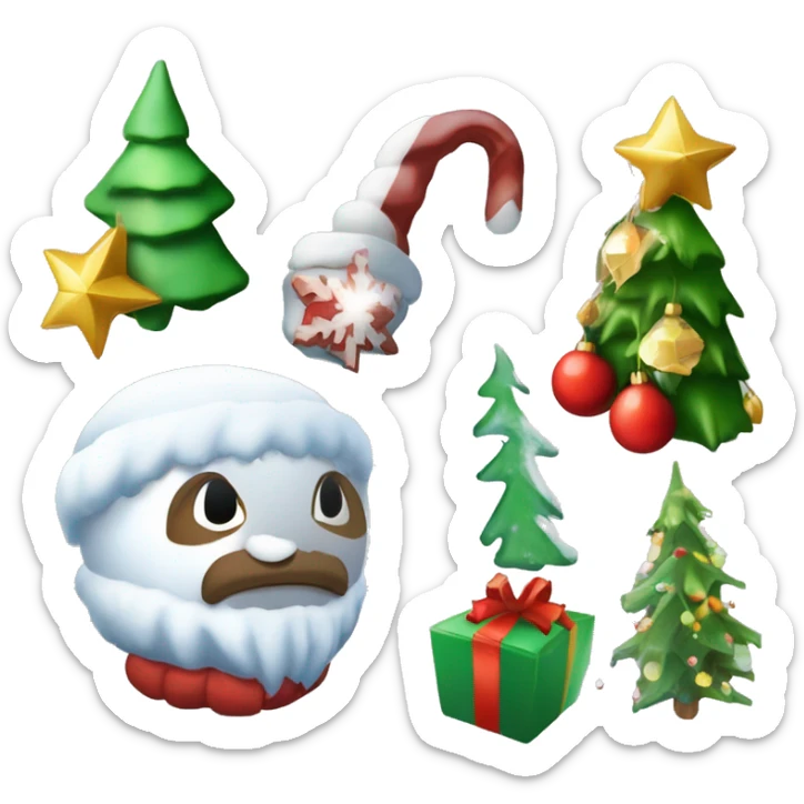 Weihnachtslied-Wettbewerb; Teilnehmer: Lichterkobold, Frostfee, Schneeogre, Eisdynmphe  sticker