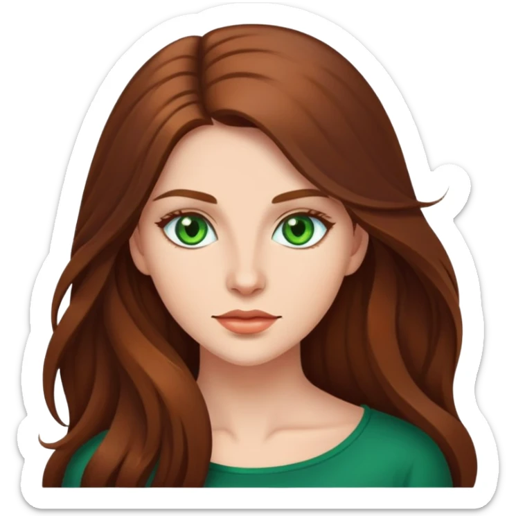 Woman with long brown hair and green eyes sticker