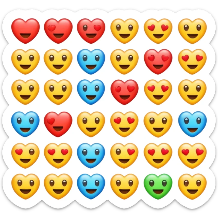 Generate an emojis of all the fun and love in one frame saparate  sticker