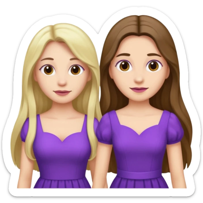 A couple in same outfit female with long hair and purple dress sticker