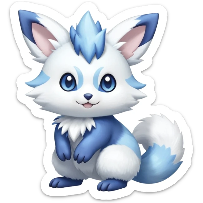 Shiny White Pastel Snowy Icy Sparkly Cute Furret-Meowstic-Zangoose-Hybrid (Full body) sticker