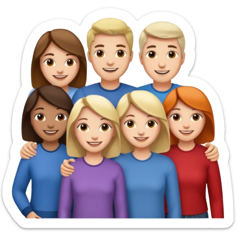 a bunch of friends emoji and they are chinese but wear normal clothes sticker