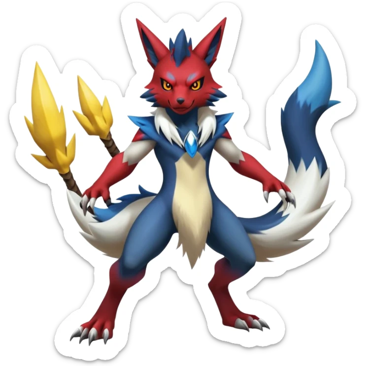Shiny Epic Handsome Badass Zoroark-Zangoose-Lucario-Renamon-Zeraora-hybrid (Full body) sticker