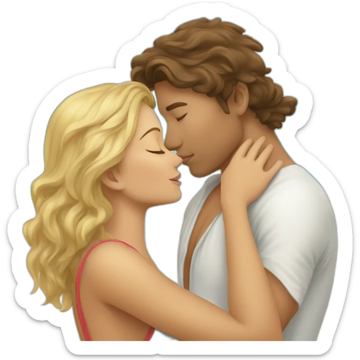 with beach clothes young metis man and white woman kiss love sticker