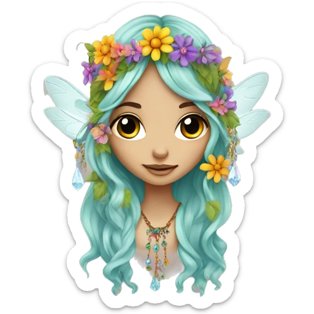 Bohemian hippie fairy flowers in hair, crystal jewelry sticker