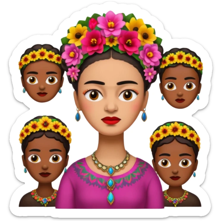 emoji pack of Frida Kahlo in style of her artworks  sticker