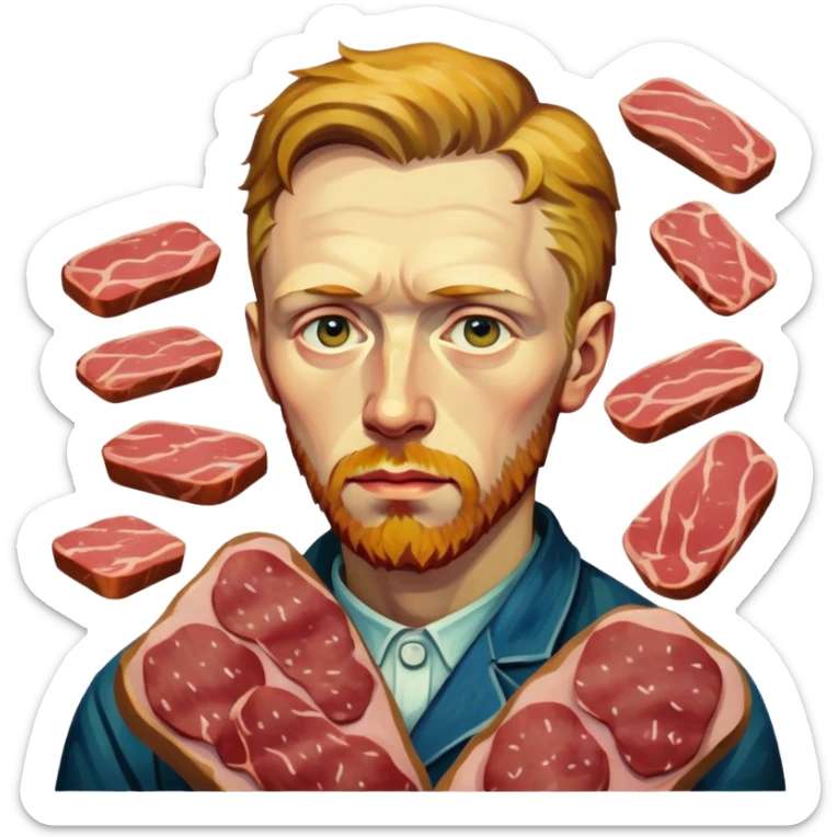 portrait of van gogh painting spam meat painting  sticker
