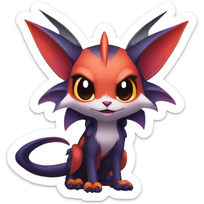  Kawaii Edgy Cool Vampiric Beautiful Noivern-Nargacuga-Litten with big Bat Ears full body sticker