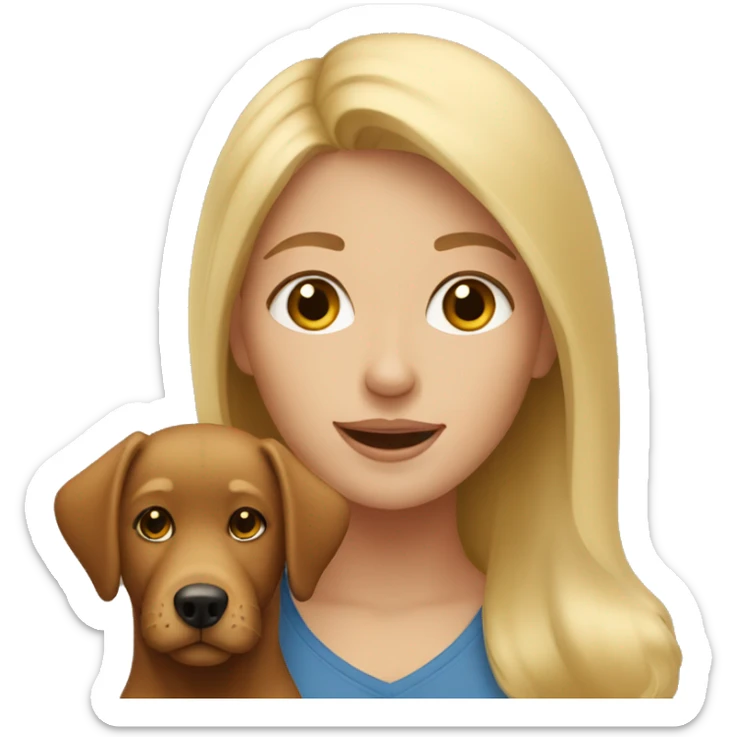 Blonde girl with brown dog  sticker