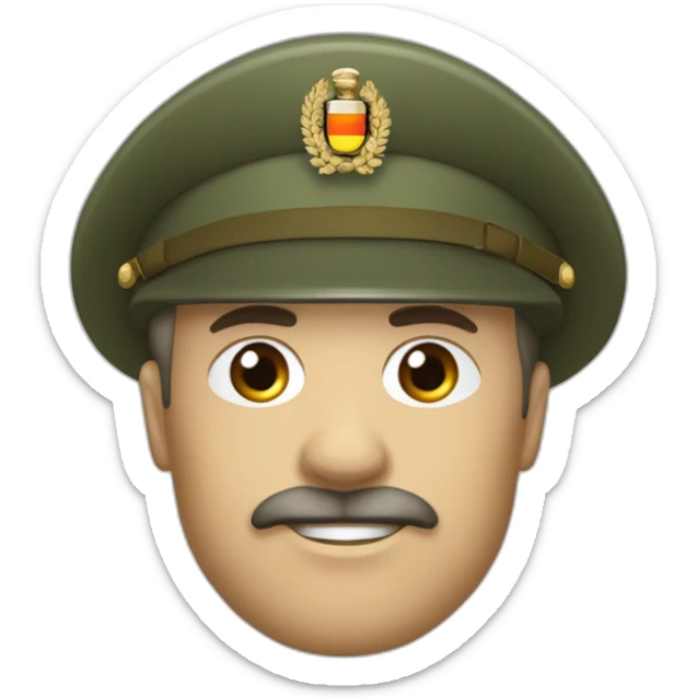 Militaire allemand portant une petite droite et coiffé avec les cheveux plaqué sticker