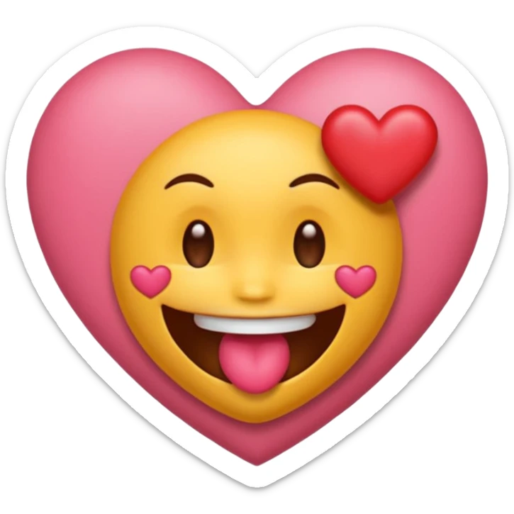 creame un emoji de una carita titando un beso de corazon hacia adelante sticker