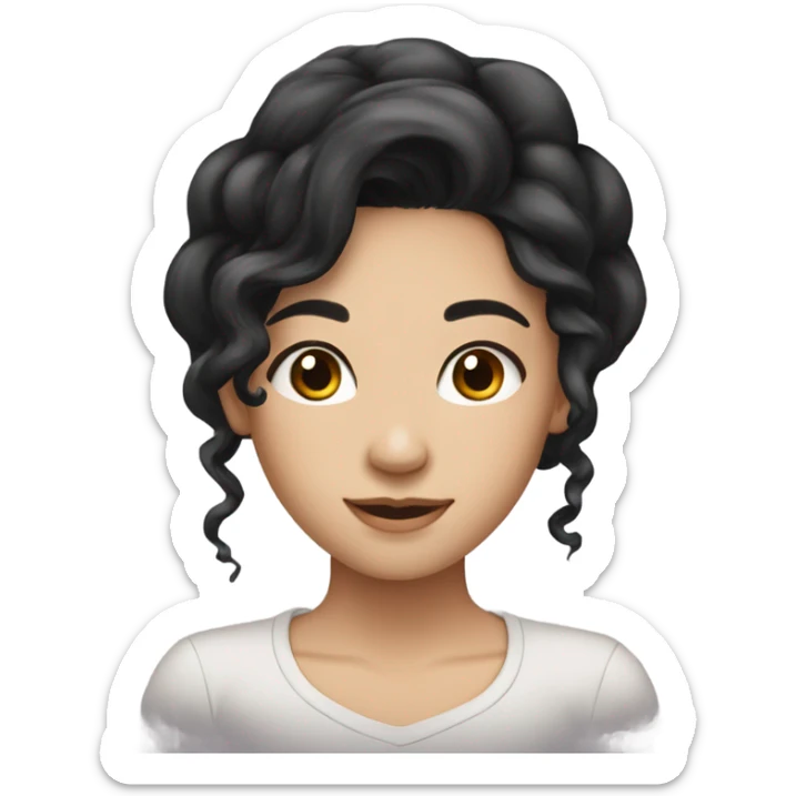 Beautiful girl,Black hair,wavy hair，long hair,brown eyes,Chinese. sticker