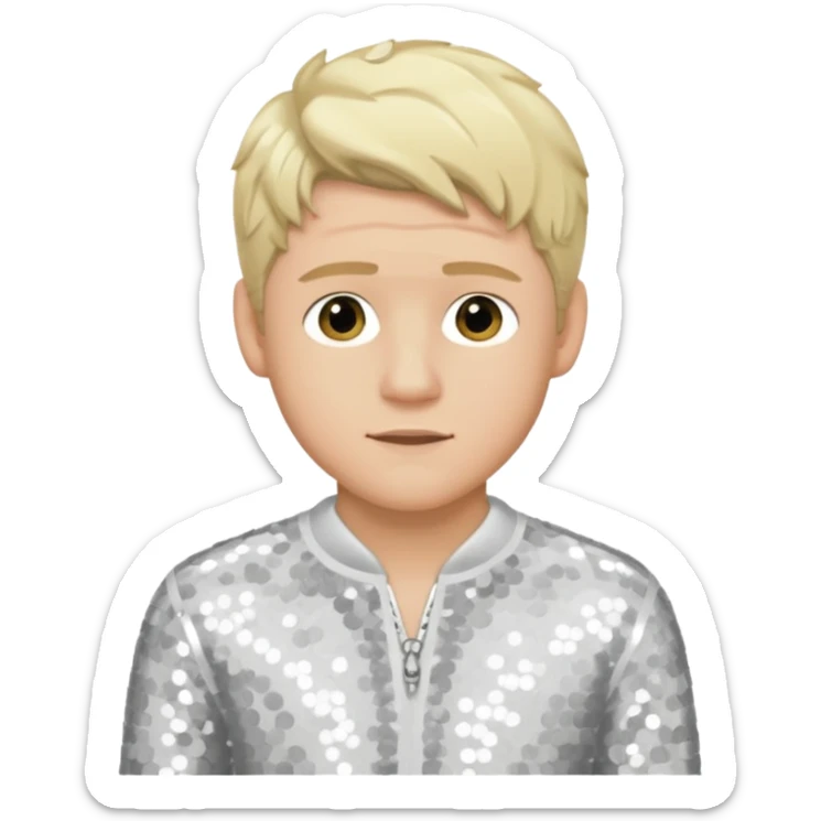 Niall Horan from One Direction with light skin, blonde hair, white sequin outfit sticker