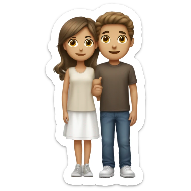tall brunette boy kisses light brown hair color girl sticker