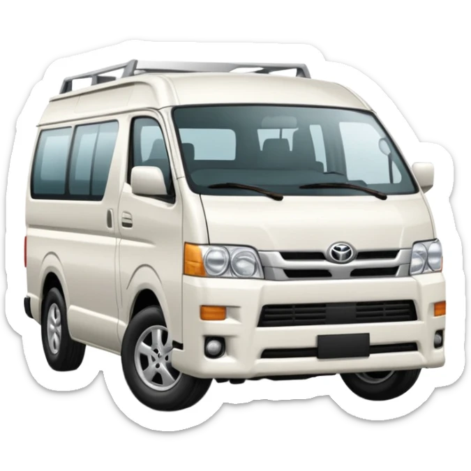 3D emoji of a Peruvian urban white toyota hiace sticker