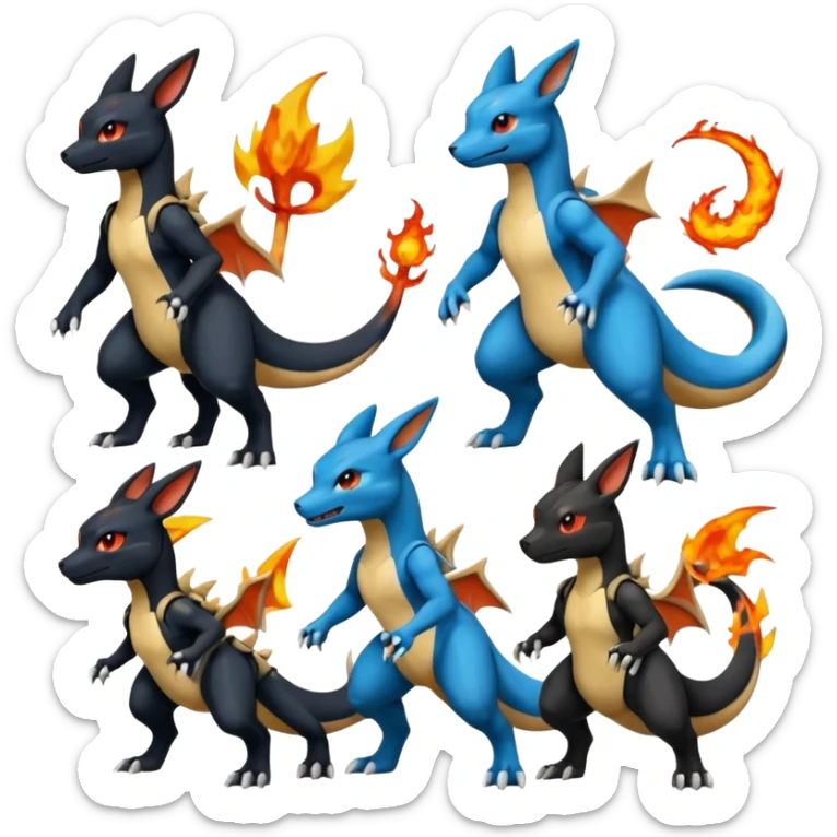 Umbreon-Lucario-Charizard-Salandit-Zeraora-fusion, full body sticker