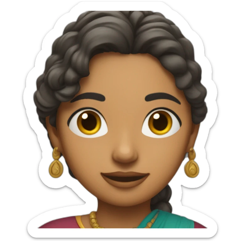 Indian woman with wavy hair and a folded skirt filming sticker