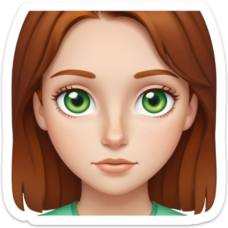 girl with brown hair green eyes and freckles sticker