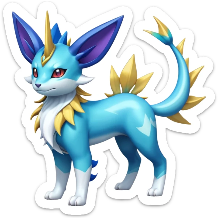 Shiny Colorful Cobalion-Suicune-Vaporeon-fakemon (full body) sticker
