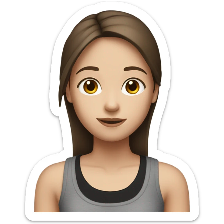 brown straight hair girl white skin black tank top  sticker