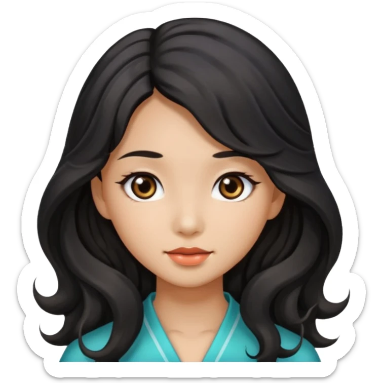 Beautiful girl,Black hair,wavy hair，long hair,Black eyes,Chinese and tan skin sticker