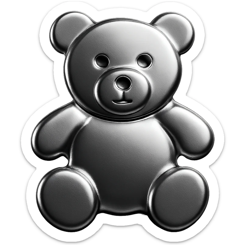 gold teddybear, metallic, shiny, icon sticker