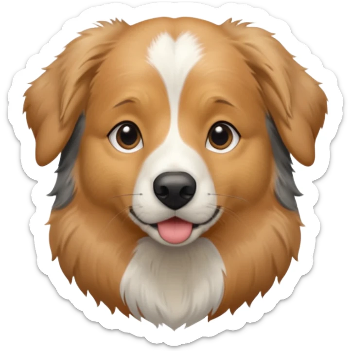 Australian Shepherd golden retriever tan eyebrows around nose and mouth black and grey fur on chest and everywhere else.  sticker