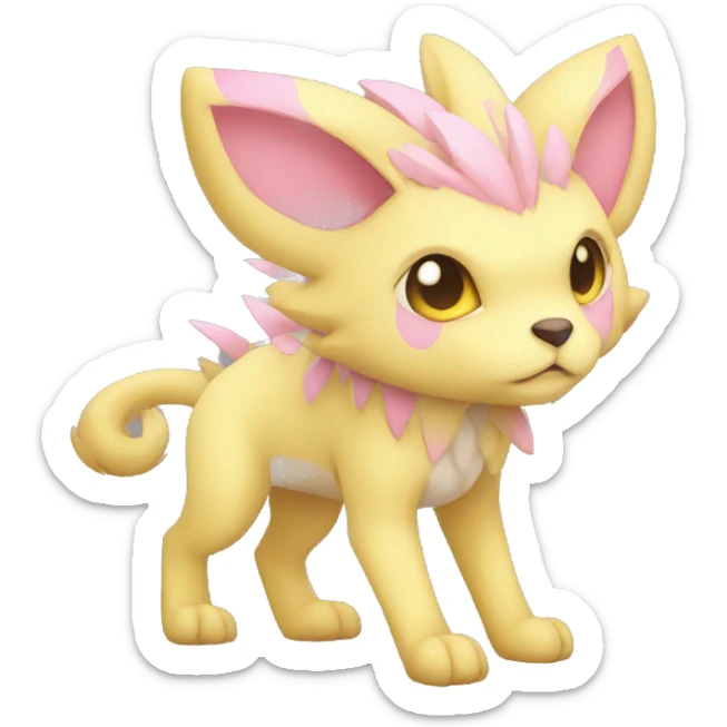 Cute cool beige yellow pink animal hybrid Fakemon full body sticker