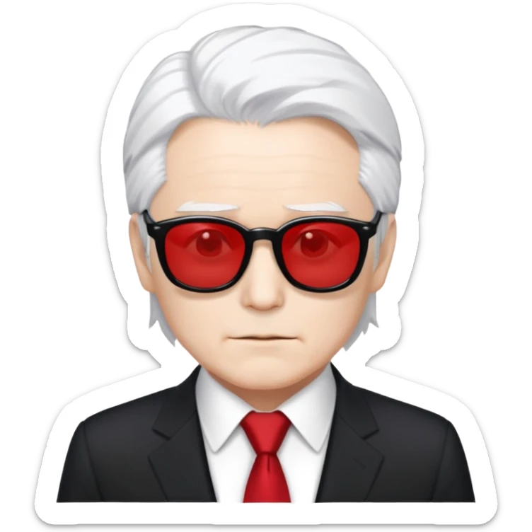 Satoru Gojo from Jujutsu Kaisen with white hair, black suit, red tie, and sunglasses sticker