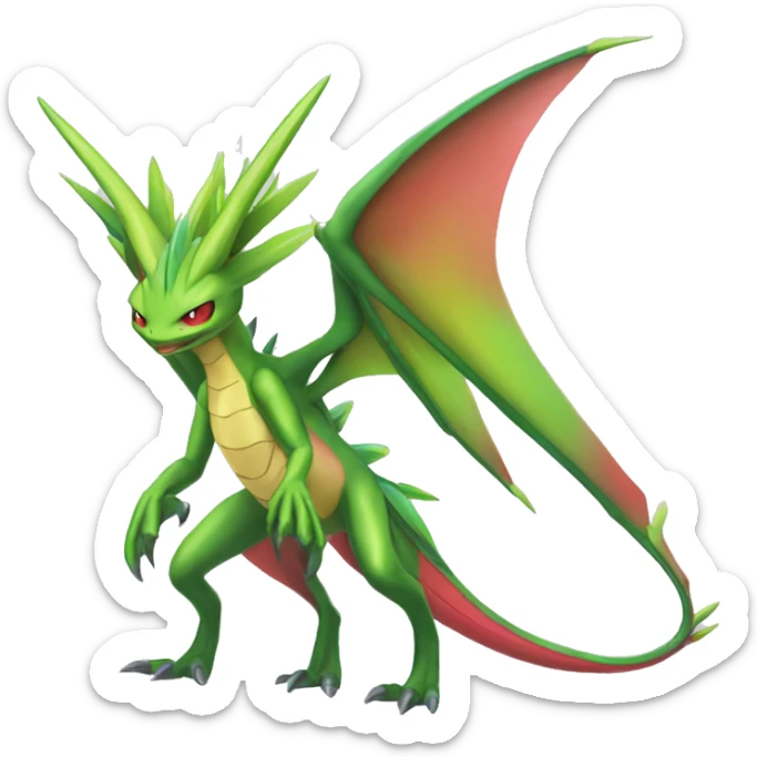 Full body sharp edgy shiny punk colorful Fairy-Flygon-Scyther-grovyle sticker