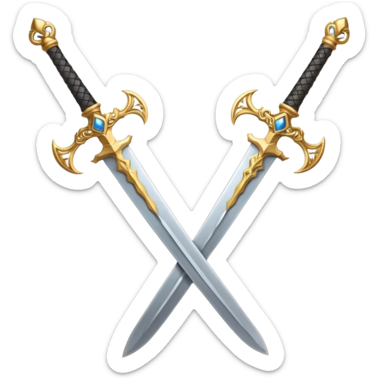 Two Golden royal swords with gold blades and gold handel sticker