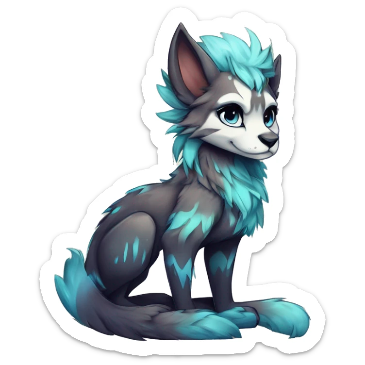 Cool cute Kawaii edgy fantasy shiny animal  fursona Fionbri vernid by griffsnuff & LiLaiRa & Falvie full body sticker