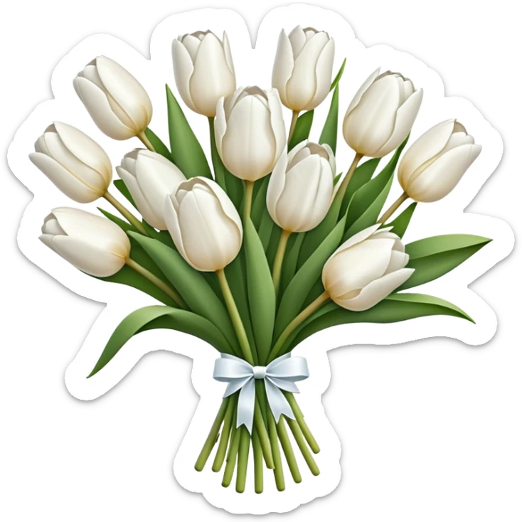white tulip bouquet  sticker