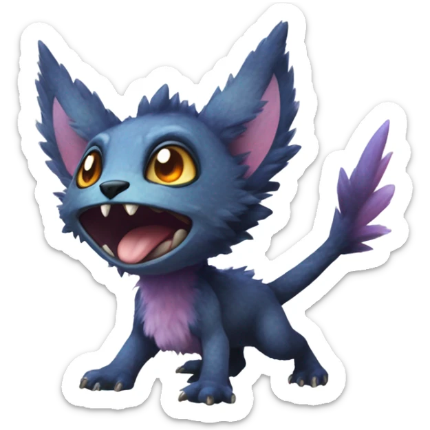 Colorful cute furry anthropomorphic painted Fakémon-Pokémon-Trico-Vernid-creature sticker