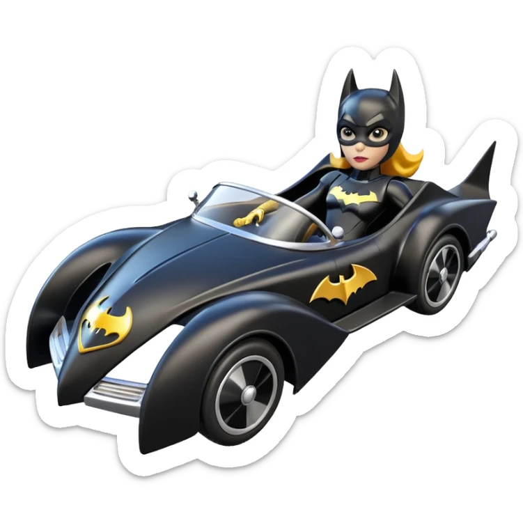 Hot wheels cartoons BatGirl’s 1952stealth retro cat burglar sporty futuristic pursuit mobile cruiser car (reclined seating position) sticker