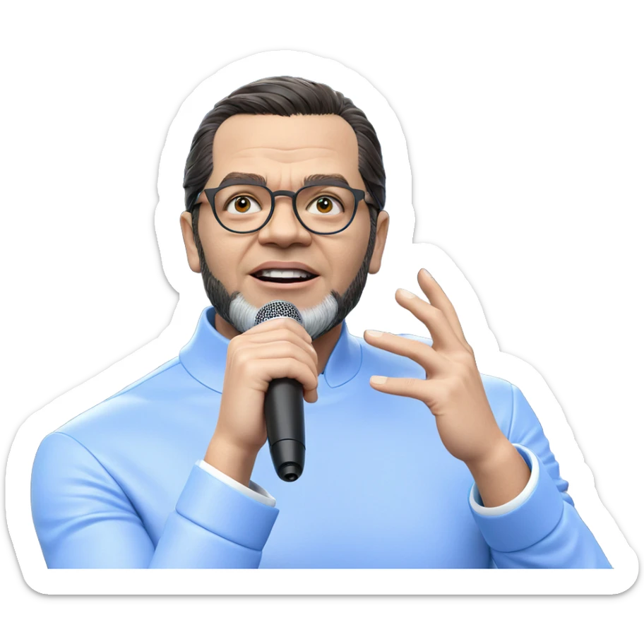 male cosplayer with microphone sticker