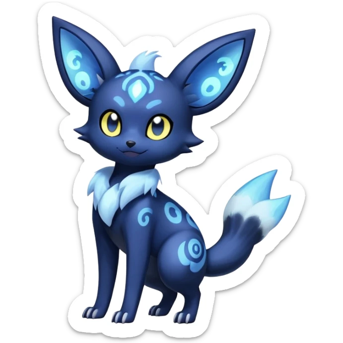 Nebulae Noibat-Meowstic-Umbreon-Fakémon-hybrid-creature (full body)  sticker