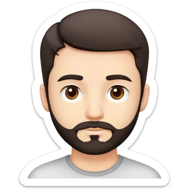 Cute white male, short dark colored hair and facial hair sticker
