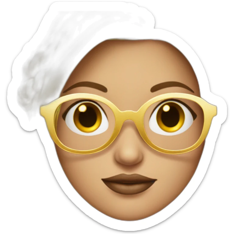 Mujer rubia con el pelo con volumen y con gafas de oro rosa y ojos maquillados sticker