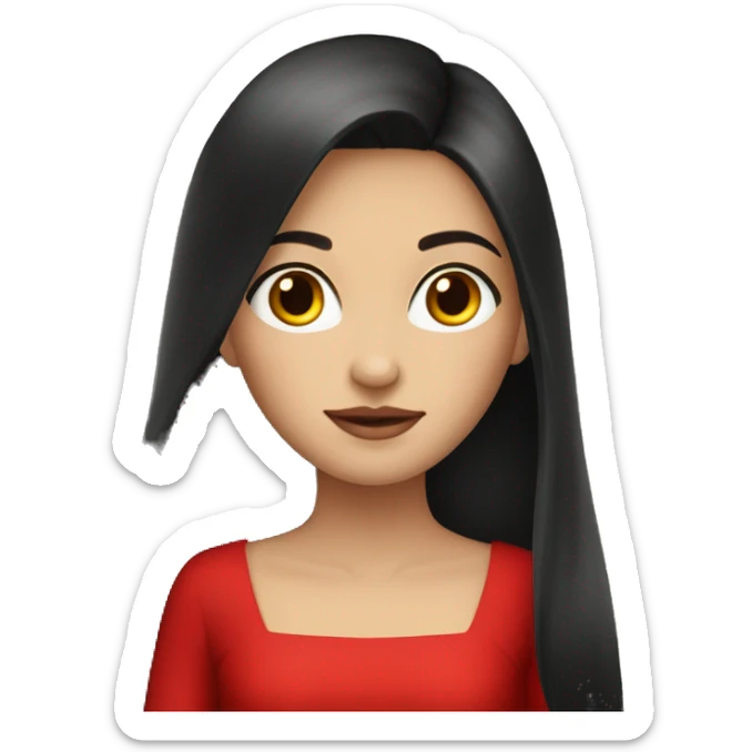 Fair-skin-elegant-girl-in-red-long-dress-with-long-dark-hair sticker