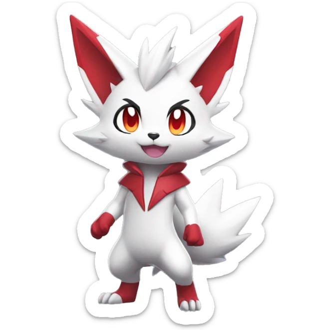 Anthro Cool Edgy Cute Chibi Shiny Zangoose-Zoroark-Fakemon-Pokémon Full Body Detailed High Quality sticker