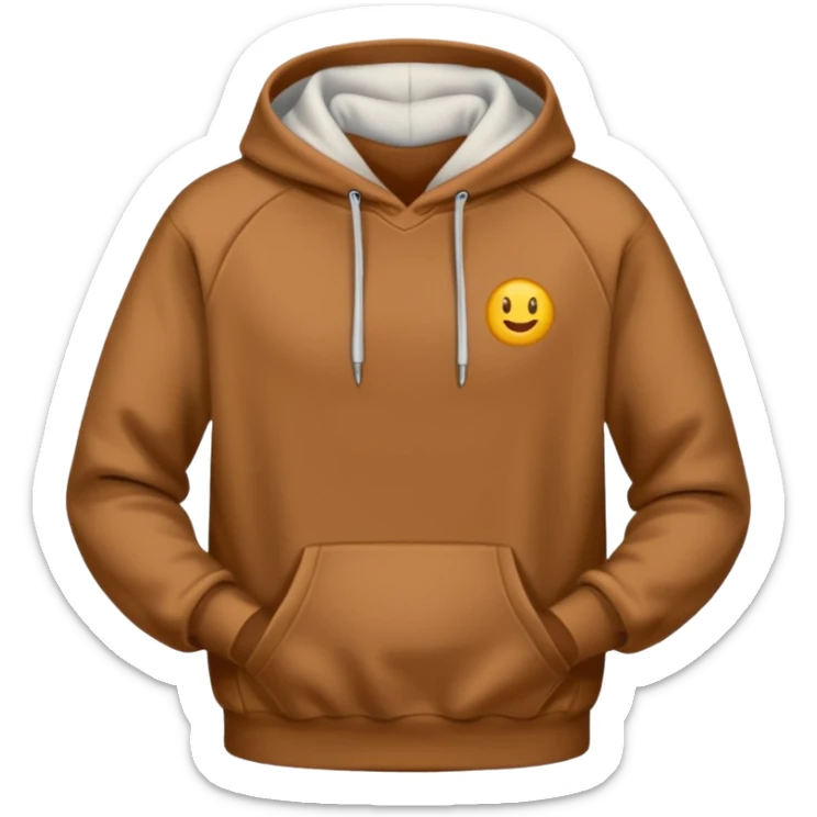 A brown hoodie no human and no zipper nothing on the fornt I like the last one  sticker