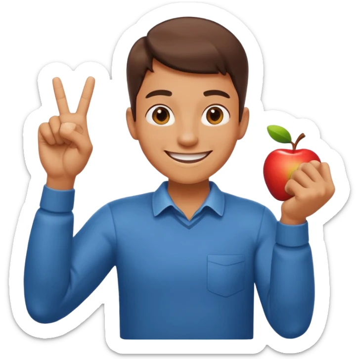 emoji of a cheerful cartoon person pointing down at the ground with both hands — standing straight, smiling confidently, arms bent and both index fingers extended downward — simple background, bright lighting, clean expressive Apple emoji design, playful and clear “here” meaning sticker